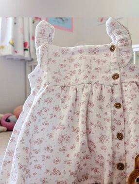 Rabbit & Bear Organic Floral Button-Down Casual Dress. Sz. 24 Mo.